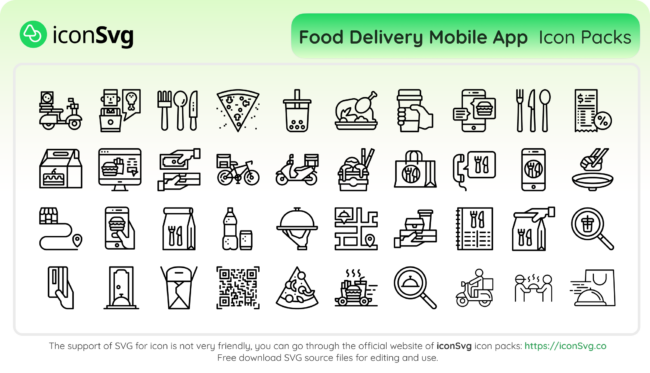 Food Delivery Mobile App Icon Pack