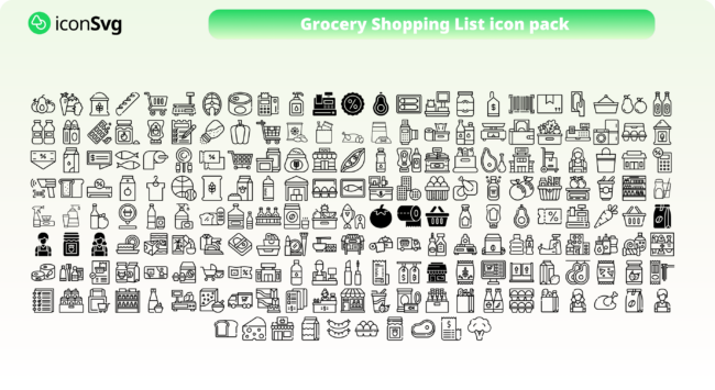 Grocery Shopping List icon Svg Packs