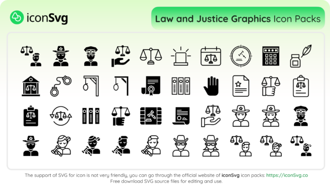 Law and Justice Graphics Icon Pack