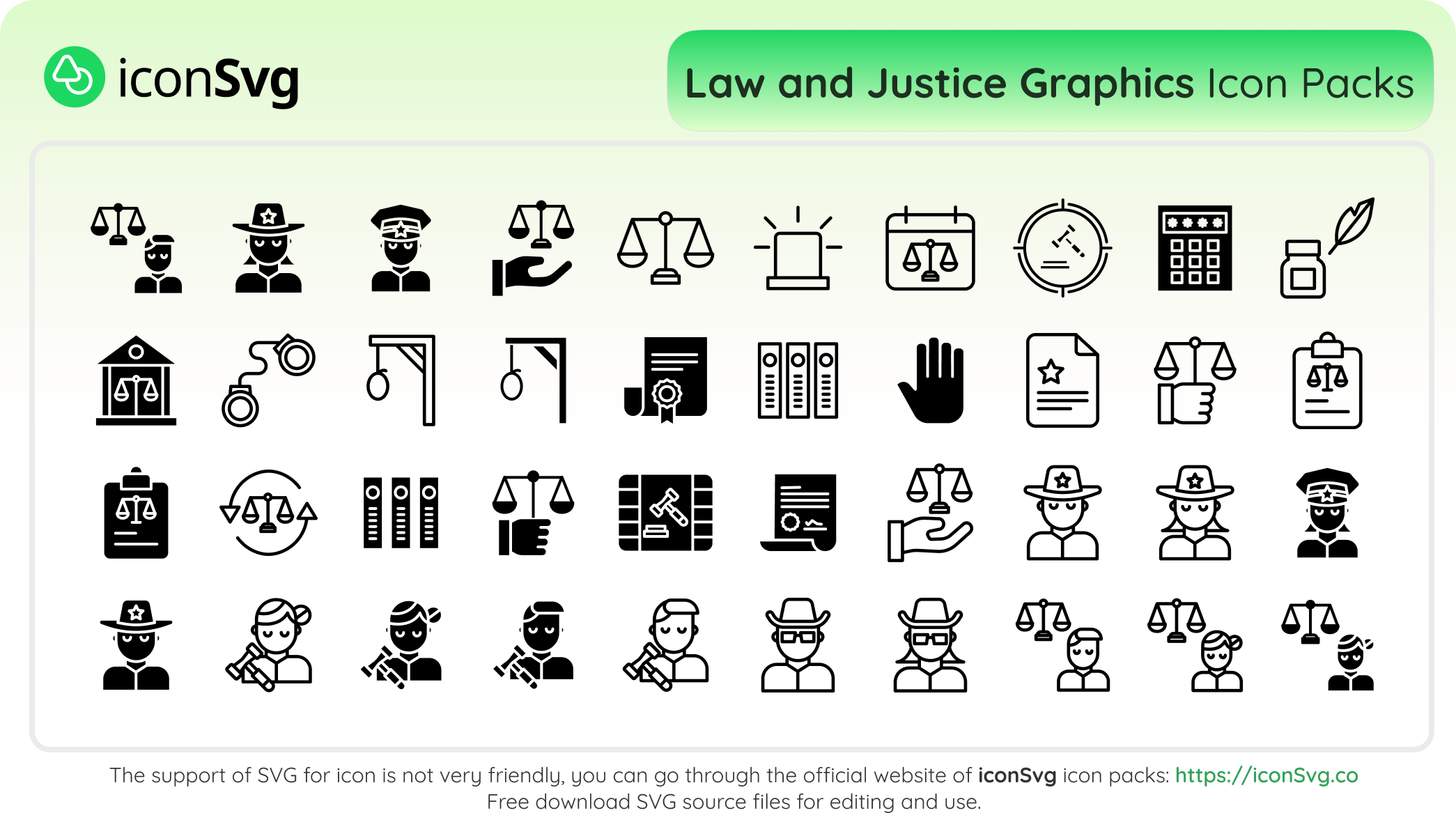 Law and Justice Graphics Icon Pack