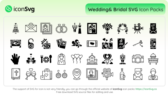 Wedding & Bridal SVG Icon Pack