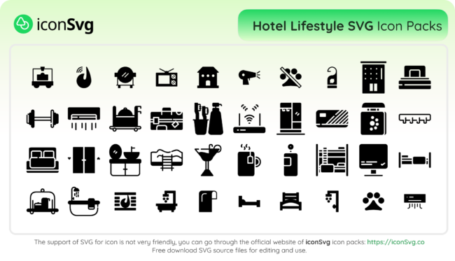Hotel Lifestyle SVG Icon Set
